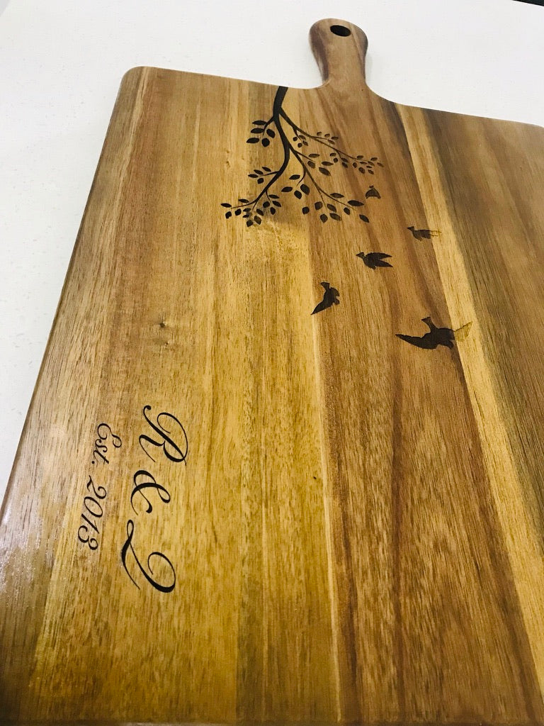 Personalised Acacia Serving Board with Paddle - Go Personalised