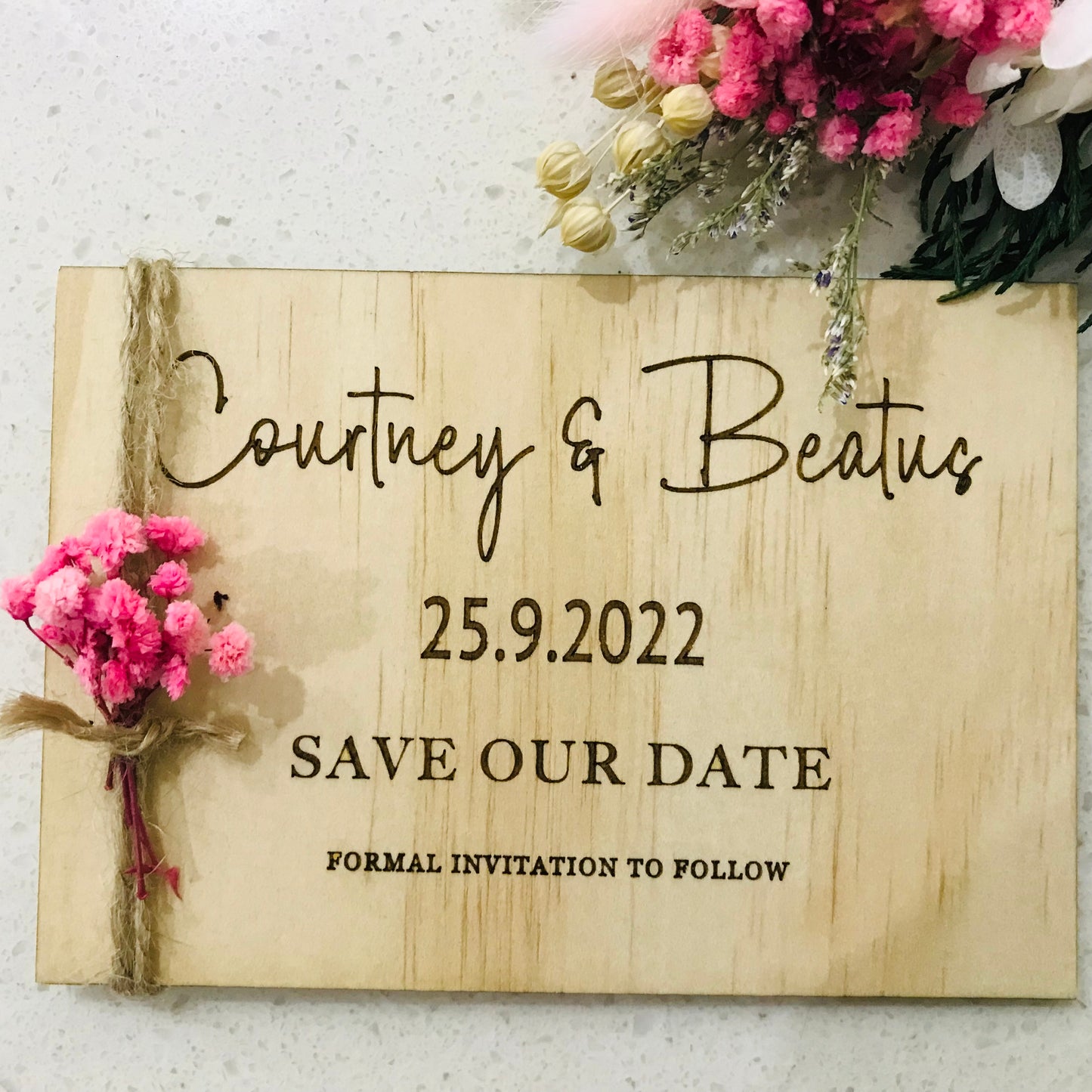 Wooden Wedding Invitation cards (Save the Date) - Go Personalised