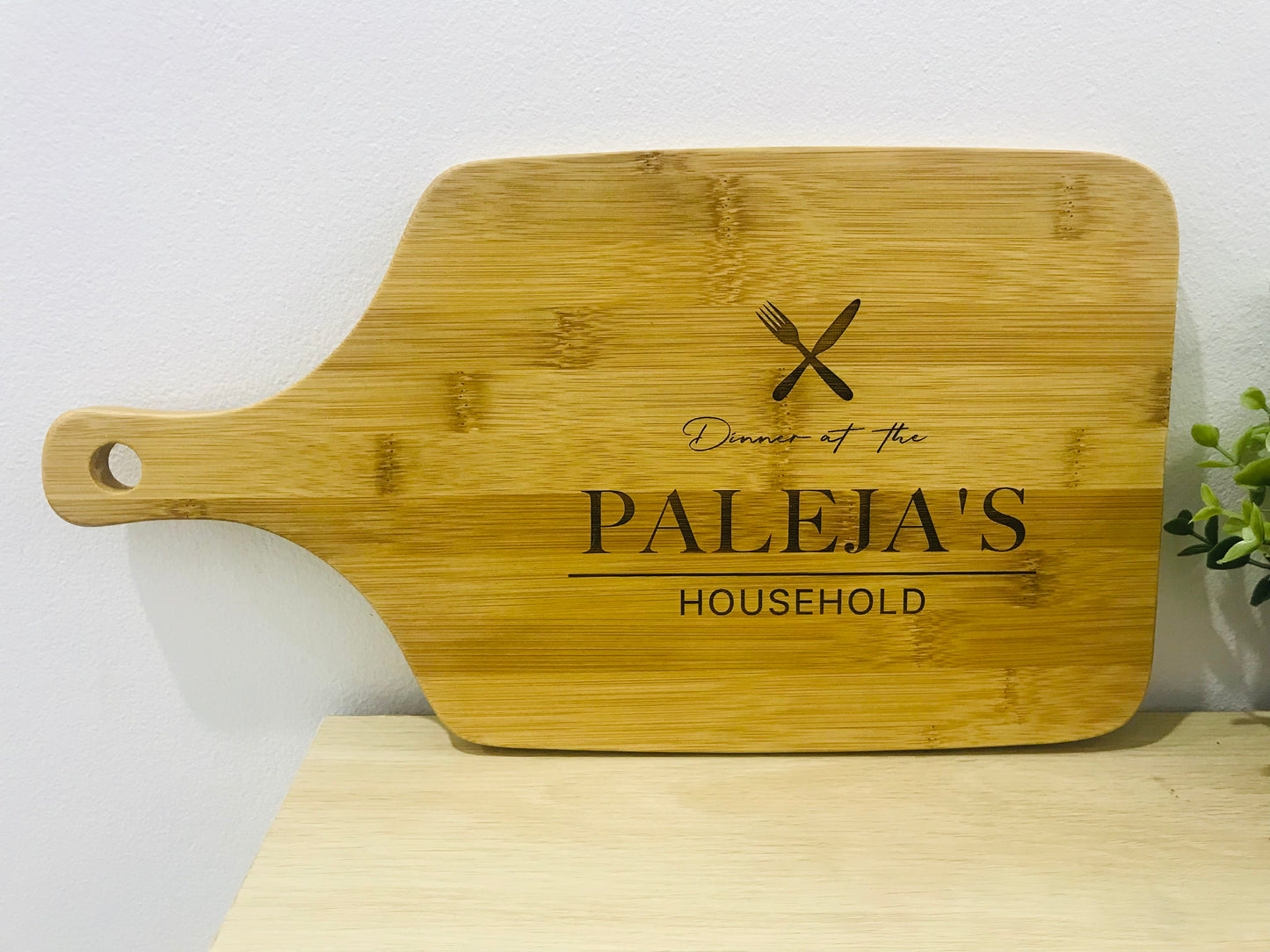 Personalised Bamboo Serving Board with Paddle - Go Personalised