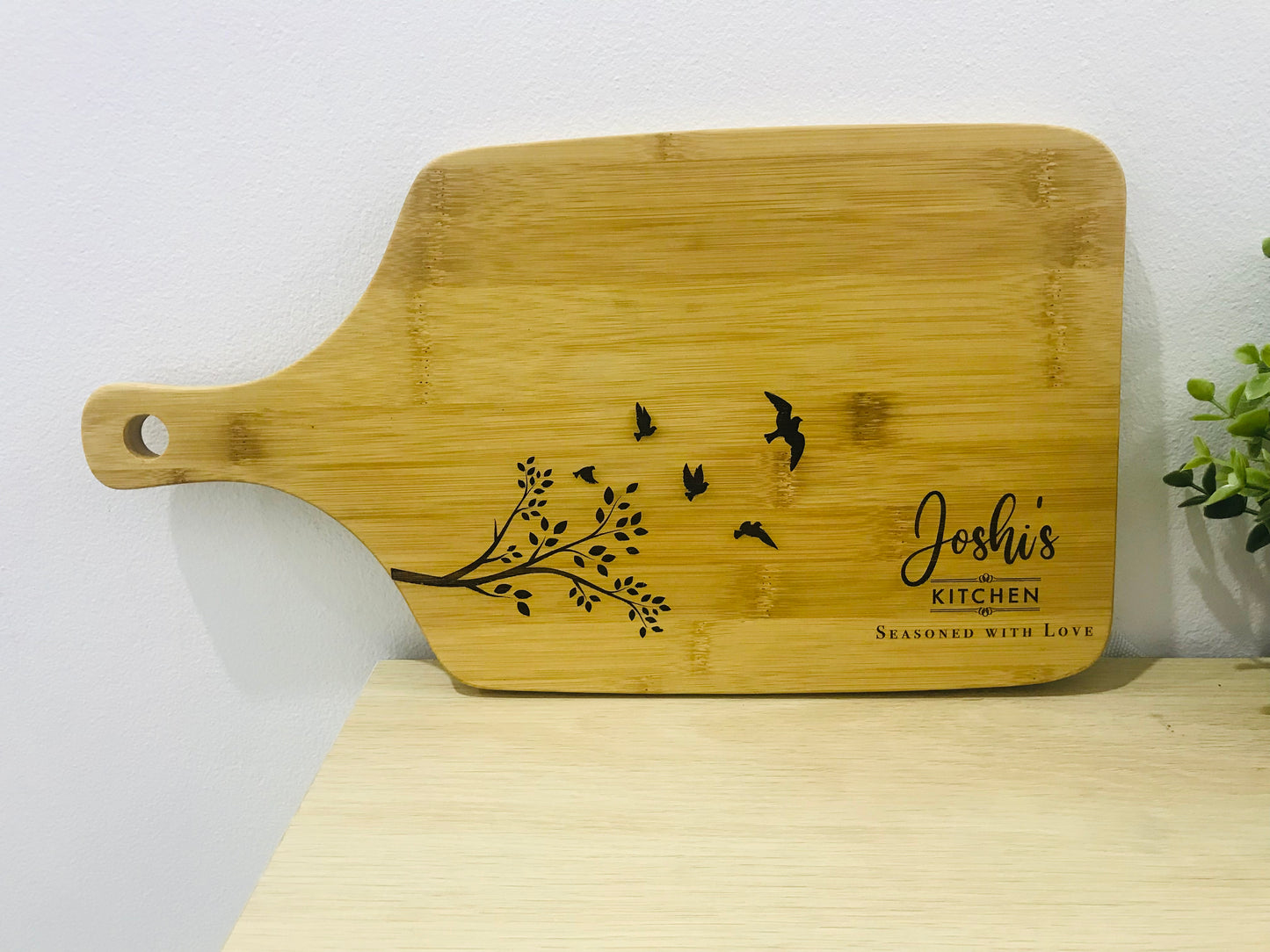 Personalised Bamboo Serving Board with Paddle - Go Personalised