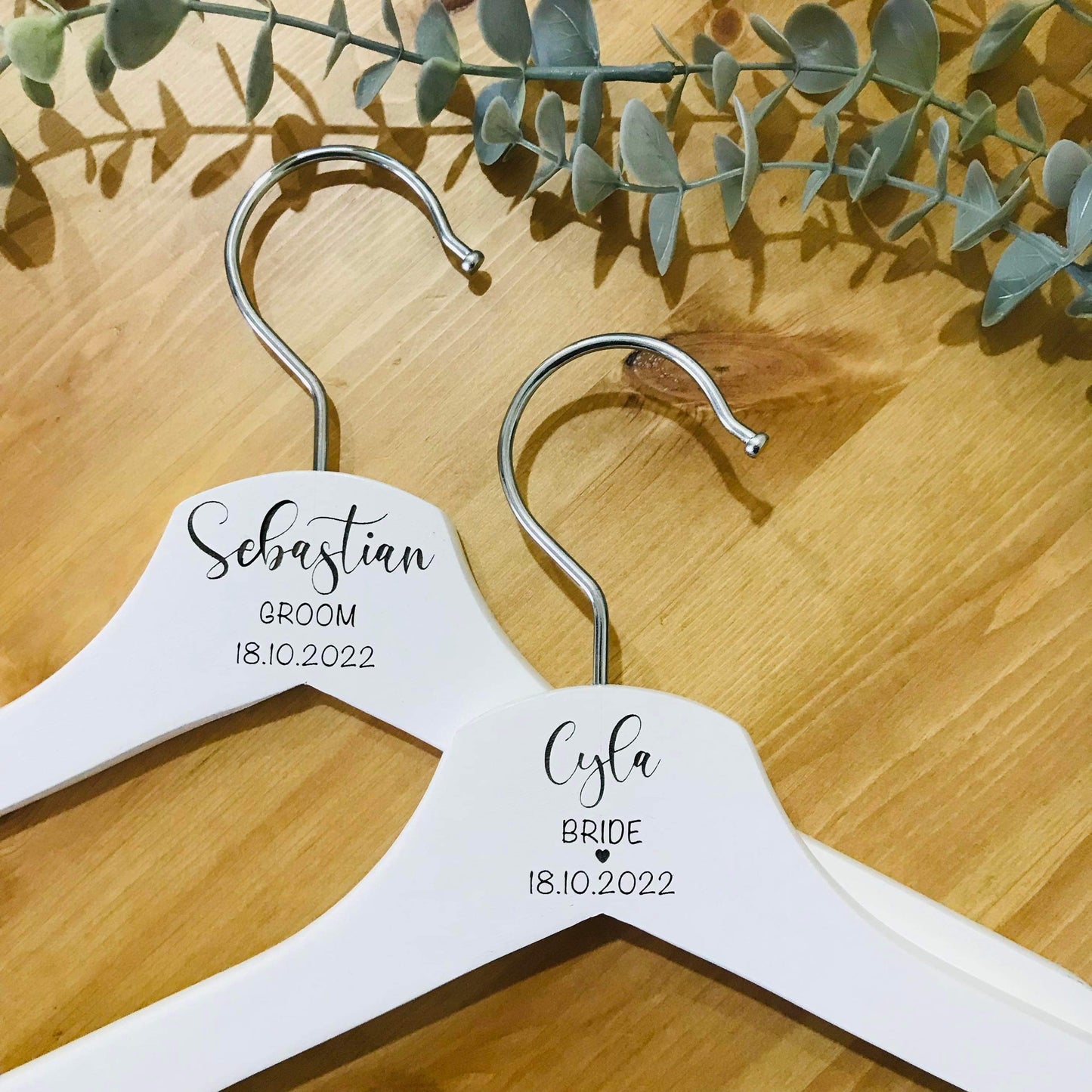 Personalised Wooden white coat Hangers - Go Personalised