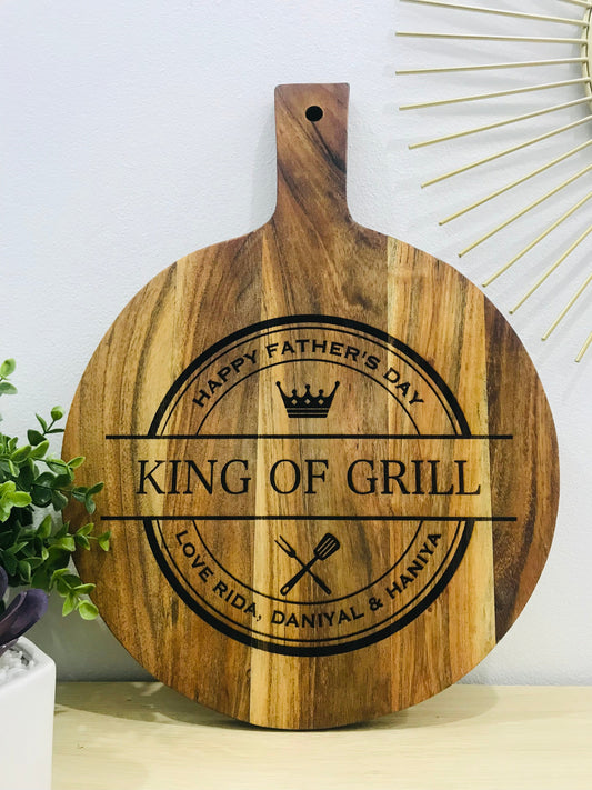 Personalised Acacia Wood Serving Board with Paddle - Go Personalised