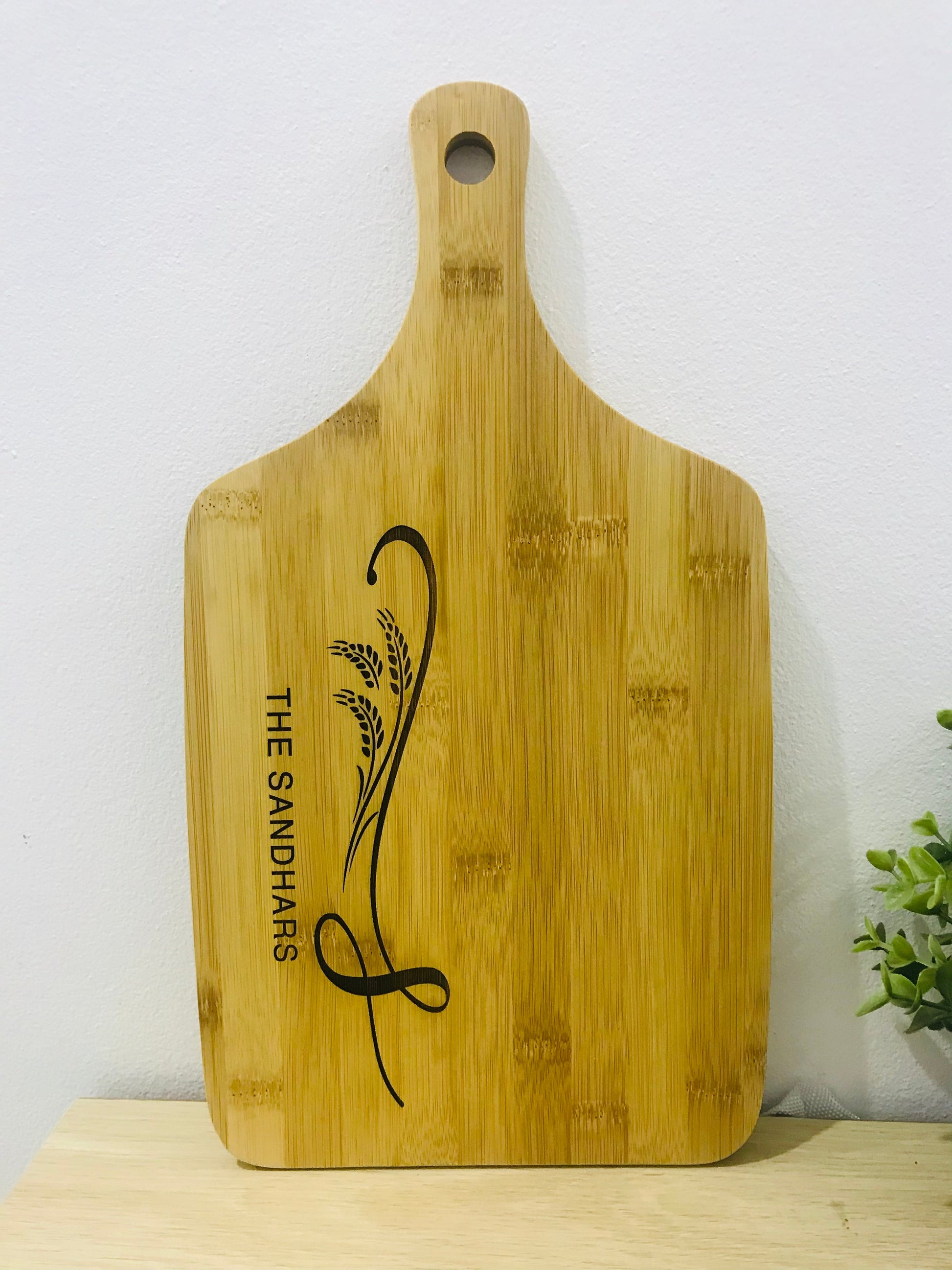 Personalised Bamboo Serving Board with Paddle - Go Personalised