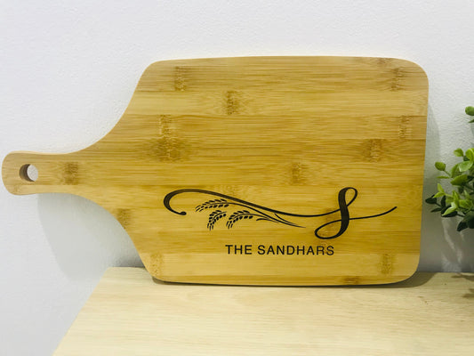 Personalised Bamboo Serving Board with Paddle - Go Personalised