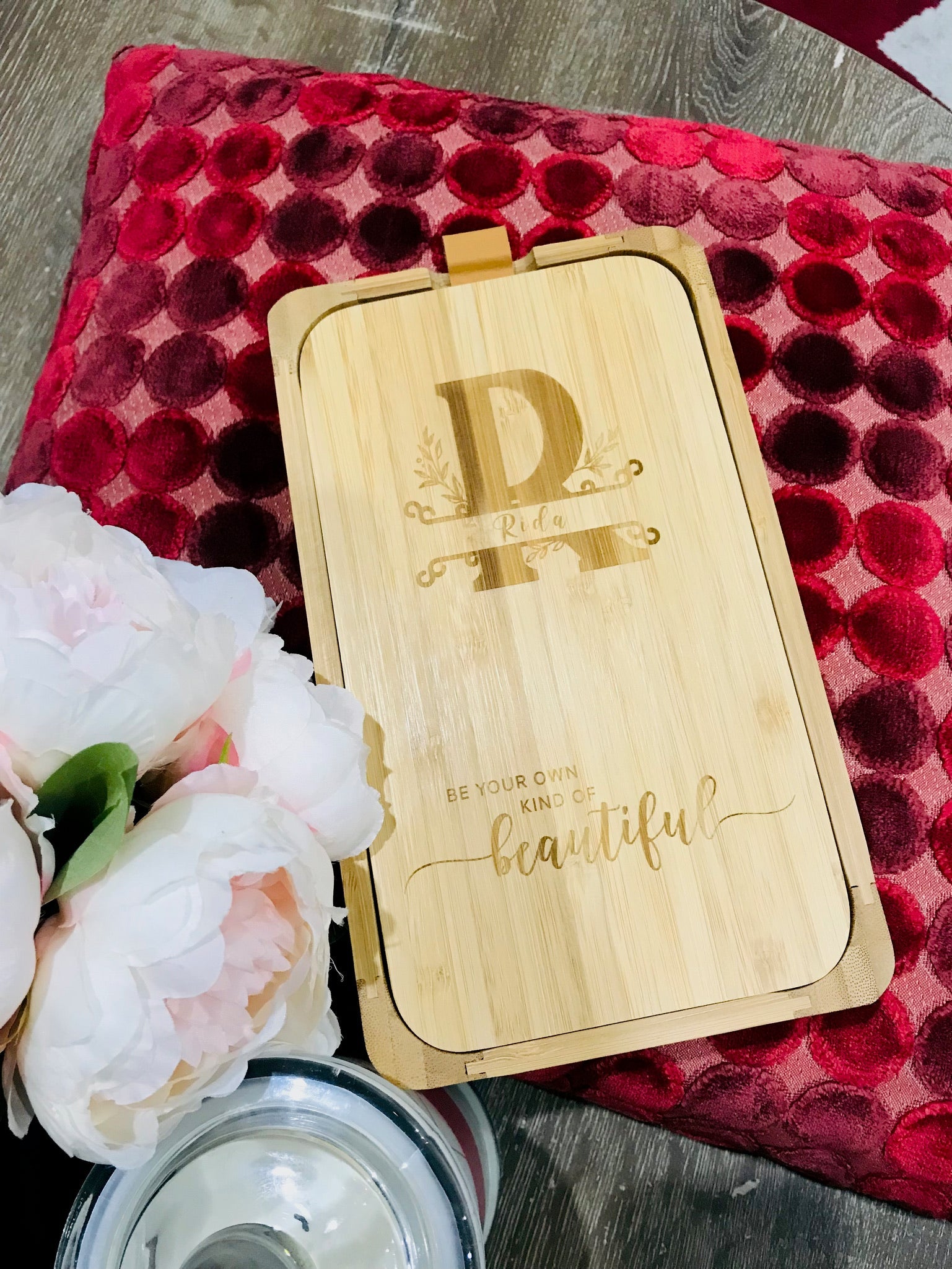 Engraved bamboo jewellery/trinket box - Go Personalised