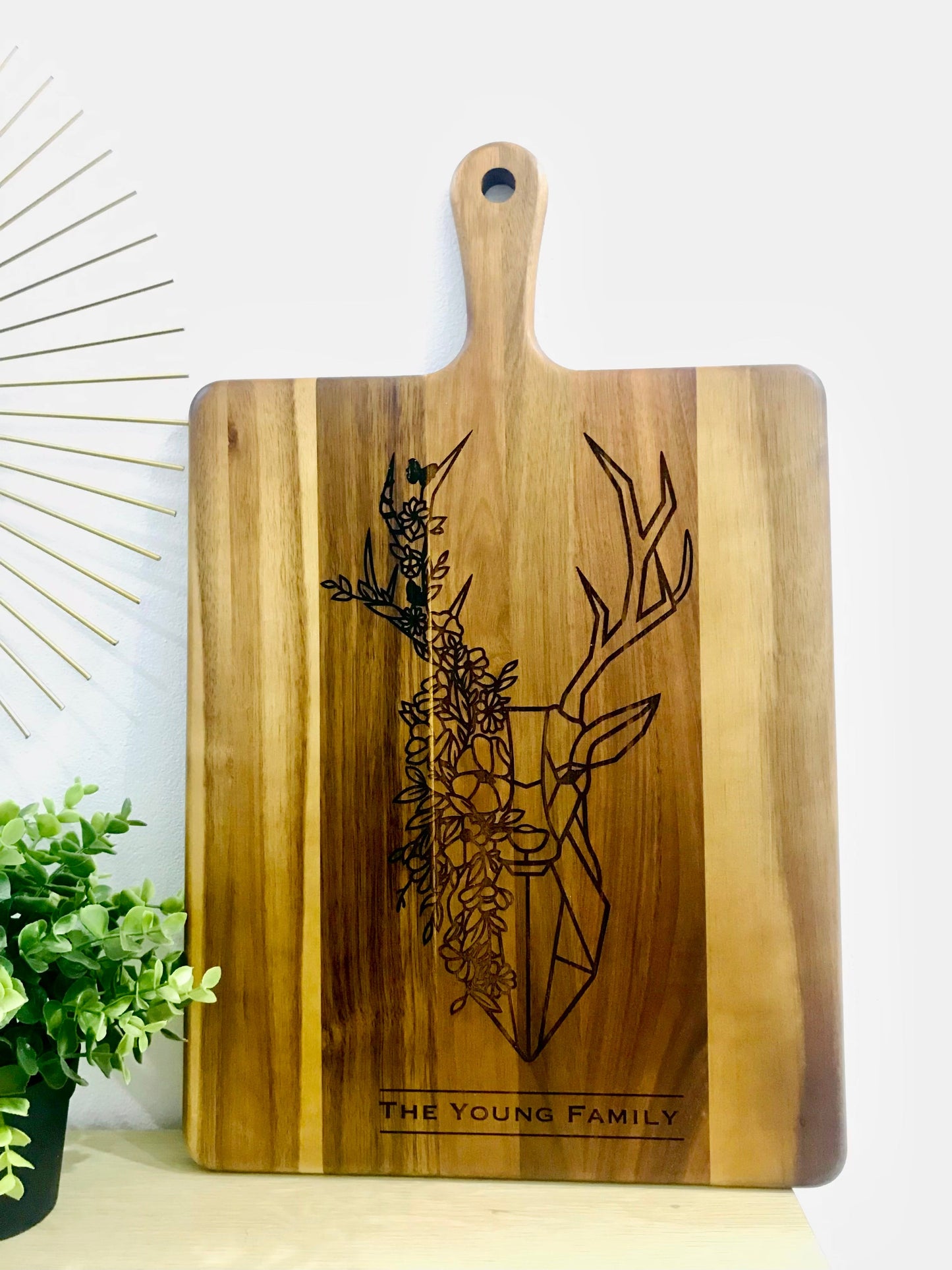 Personalised Acacia Serving Board with Paddle - Go Personalised