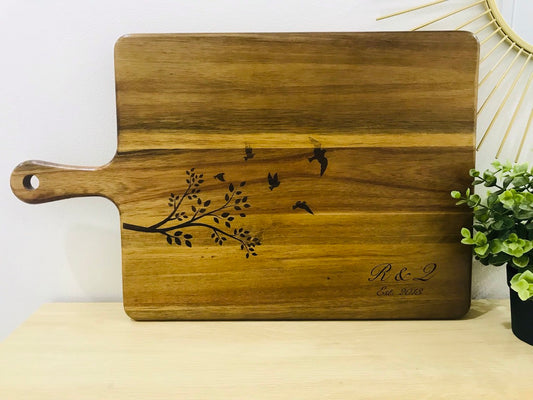 Personalised Acacia Serving Board with Paddle - Go Personalised
