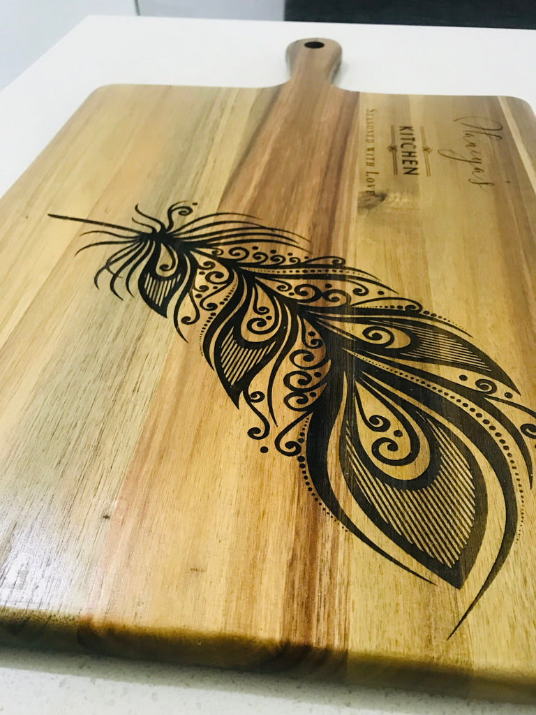 Personalised Acacia Serving Board with Paddle - Go Personalised