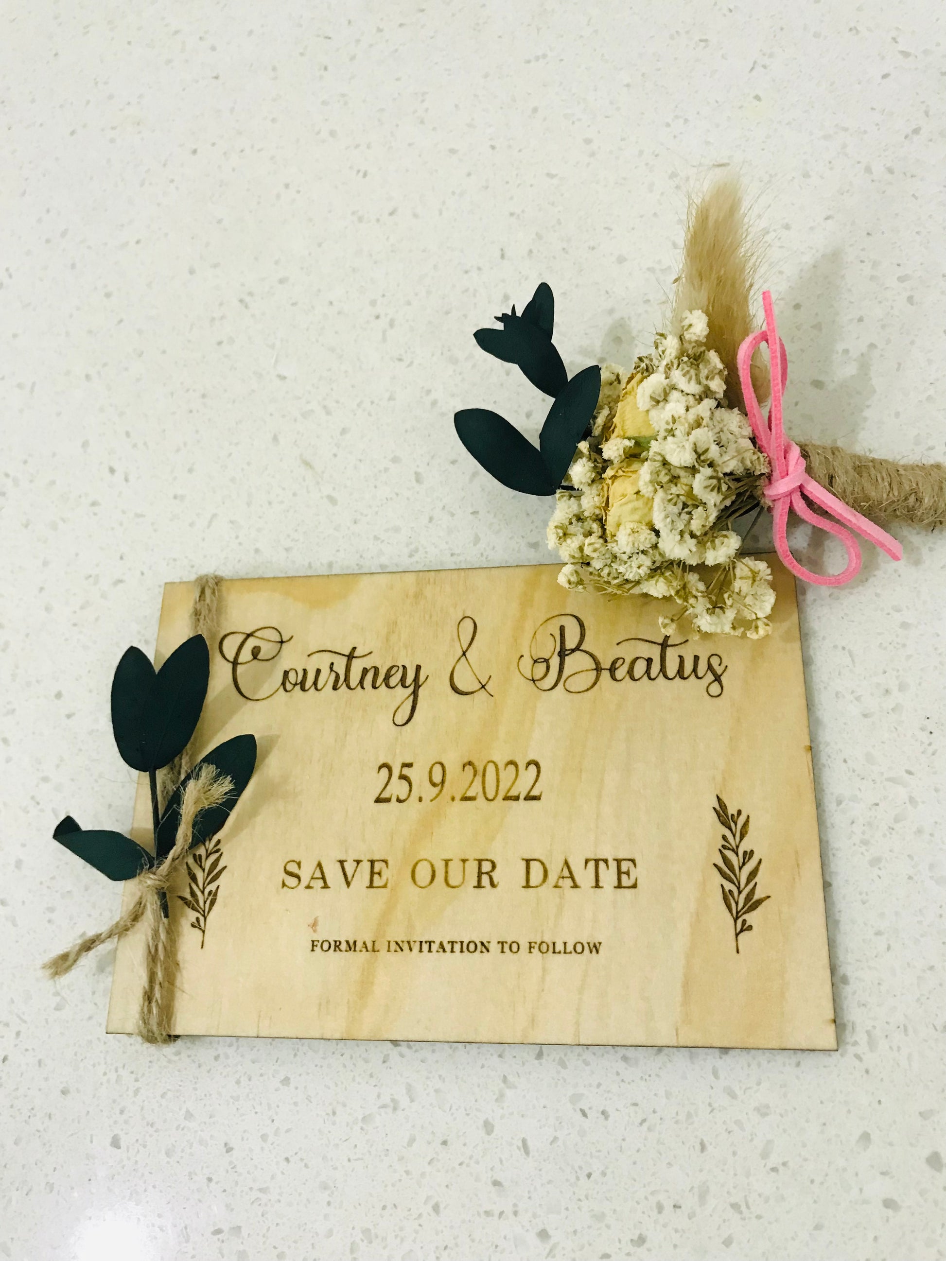 Wooden Wedding Invitation cards (Save the Date) - Go Personalised