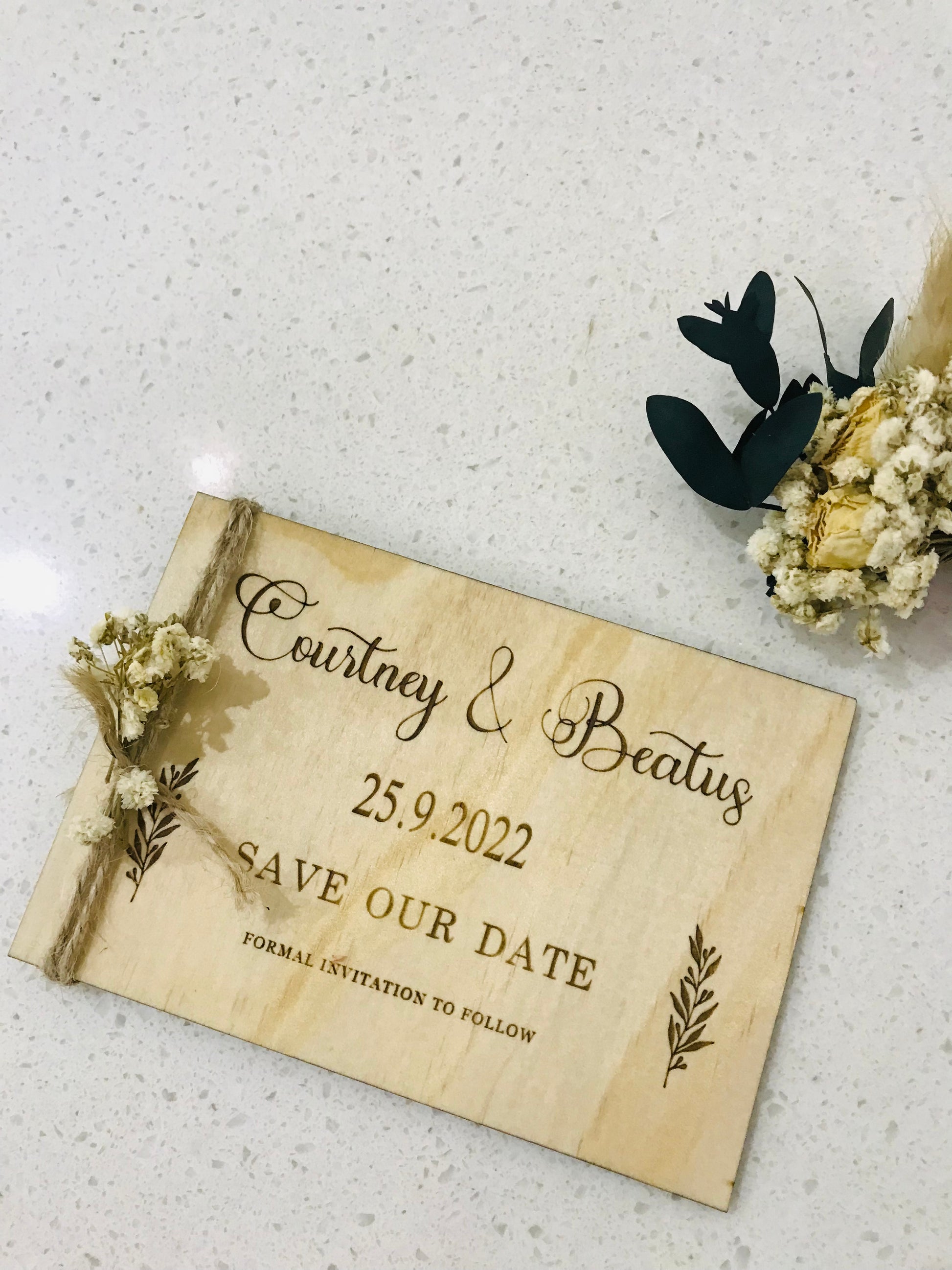 Wooden Wedding Invitation cards (Save the Date) - Go Personalised