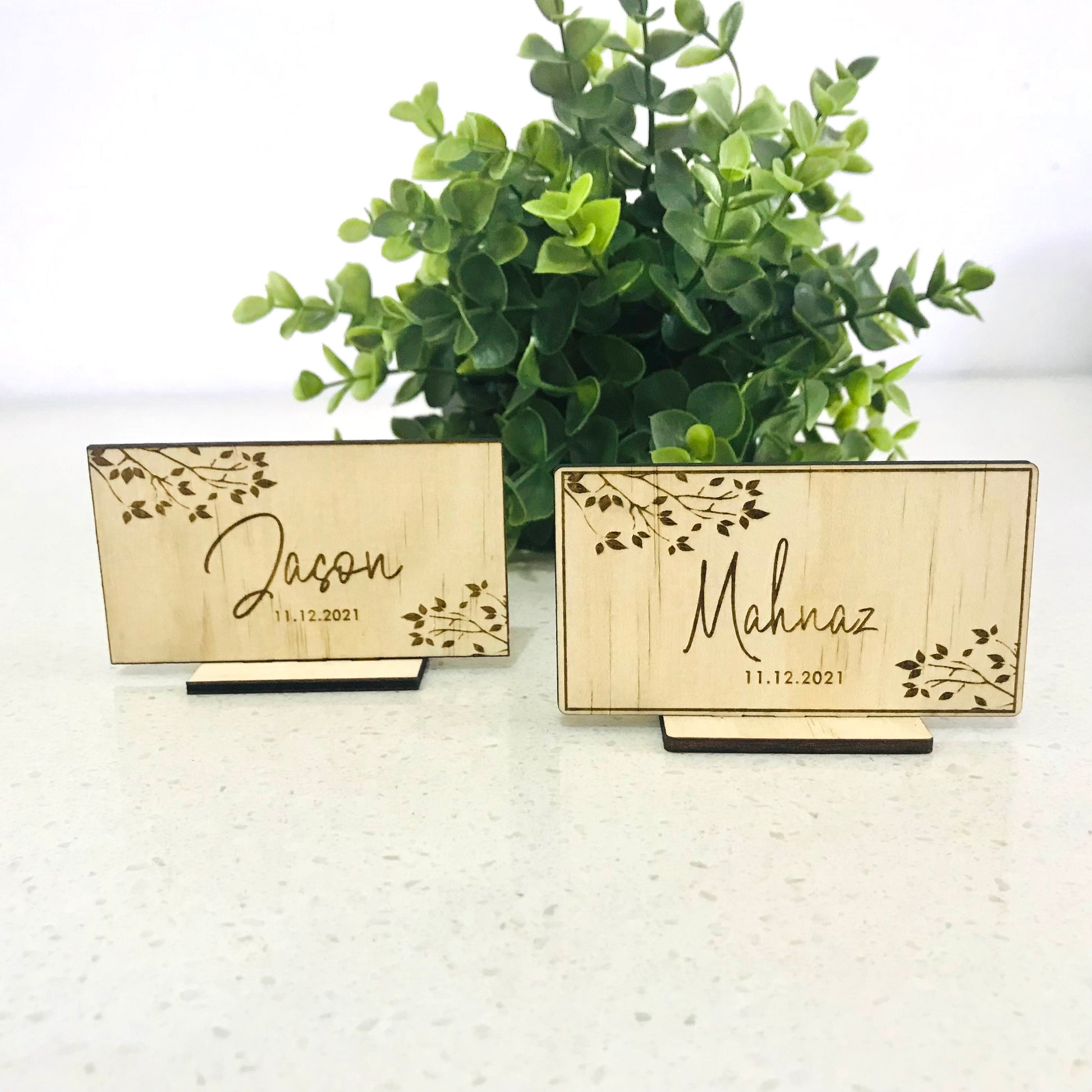 Wooden Wedding Place Cards - Go Personalised