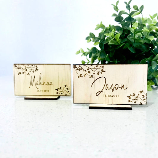 Wooden Wedding Place Cards - Go Personalised